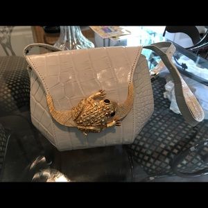 Leather Embossed Crossbody withFrog Closure
